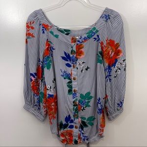 Maeve by Anthropologie Striped Floral Top 4